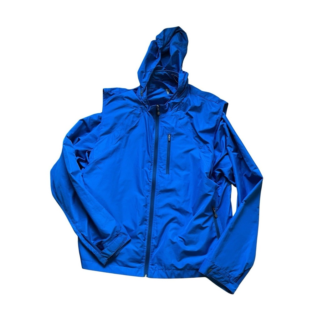 SCOTTeVEST Jacket Men XXL Blue Tropiformer Tec Windbreaker Removable Sleeves